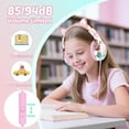thumbnail image 3 of QearFun Kids Cat Ear Headphones with USB C for Girls with Microphone, 85/94dB Safe Volume Limiter, Tangle-Free Cord, Share Port, Foldable Sparkly Wired Headset for School, Travel, Tablet,Pink, 3 of 6