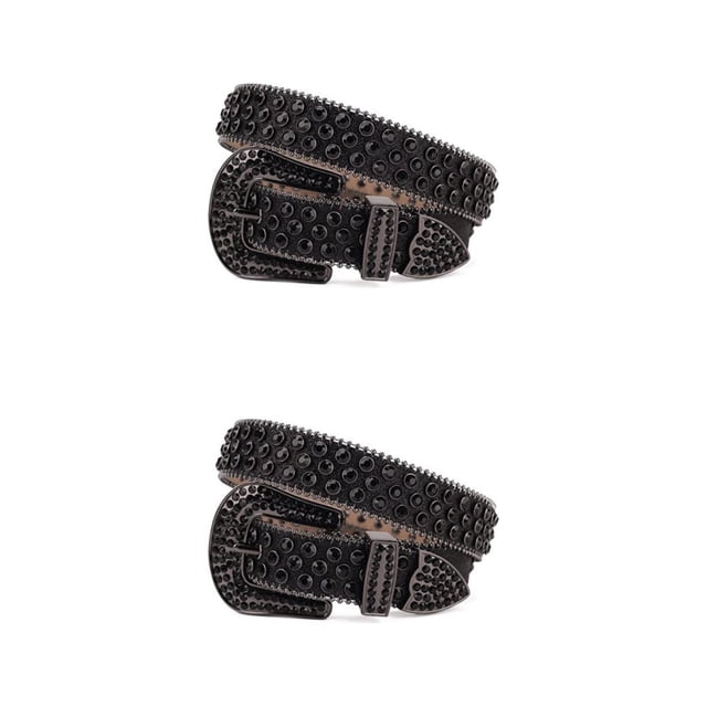 Decodeary Large Application Strass Ceinture Ceinture Western pour les Parties Bars et Concerts Modifier Ligne de Taille Noir 135cm 2Set