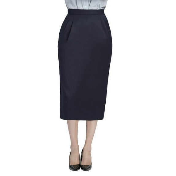 Executive Apparel 2355 Women's Pleated Skirt EasyWear Long Lined-Navy-4