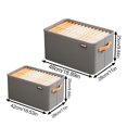 thumbnail image 3 of Thickened Fabric Clothes & Pants Box, Foldable Storage Basket with Handles Small Storage Basket, Dark Khaki-16.53"x11"x9.84", 3 of 4
