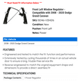 thumbnail image 2 of Front Left Window Regulator - Compatible with 2008 - 2020 Dodge Grand Caravan 2009 2010 2011 2012 2013 2014 2015 2016 2017 2018 2019, 2 of 2