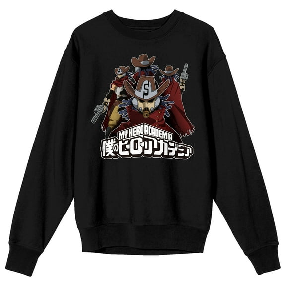 My Hero Academia Snipe Poses Adult Black Crew Neck Long Sleeve Sweatshirt-Medium