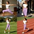 thumbnail image 6 of Yourumao Golf Capris for Women Pants High Waist Straight Leg Pants with Pockets Split Hem Stretch Plus Size Capri Pants for Athletic Gym, 6 of 9