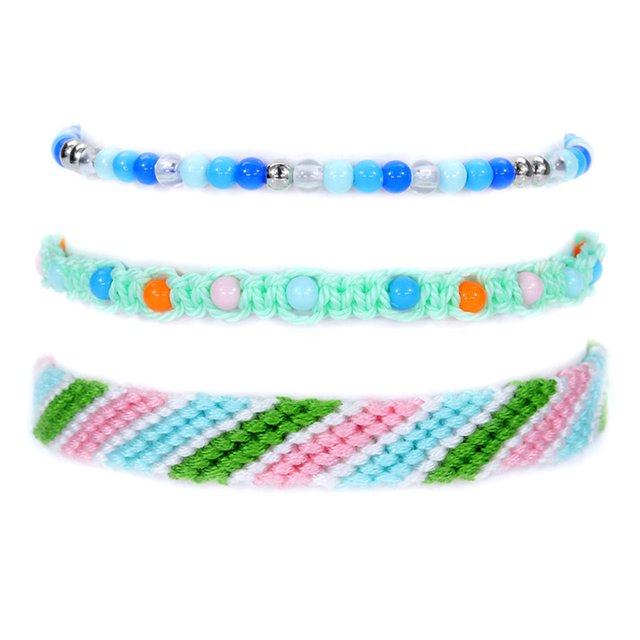Minnieouse de hilos trenzados de 3 uds., cuerda de algodón resistente al desgaste, borla ajustable, resistente al agua, brazalete de cuerdas de la Ropa, zapatos y accesorios Miscelánea Morado oscuro Minnieouse AP010283-15