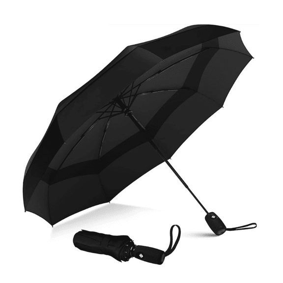 Windproof Travel Umbrella Light & Portable, Automatic Folding Compact Rain Fits Car and Backpack