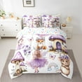 thumbnail image 2 of Manfei Purple Elf Princess 7pcs Bedding Comforter Set,Cute Fox Mouse Queen Bedding Sets,Cartoon Moushroom House Queen Sheet Sets For Girls,Luxury Bedroom Decor Reversible, 2 of 8