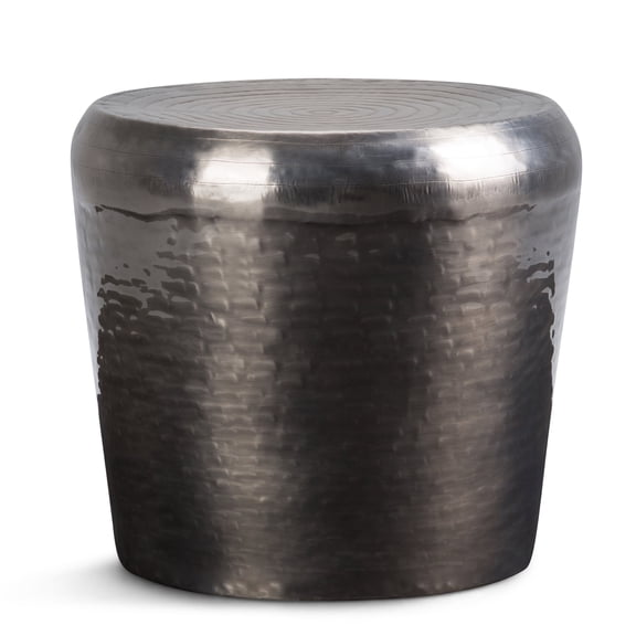 Simpli Home Troy Modern Industrial 23 inch Wide Metal Accent Side Table in Antique Silver, Fully Assembled