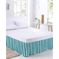 thumbnail image 2 of Teal Striped Bed Skirt Queen Size, Simple Art Vertical Stripe Farmhouse Wrap Around Bed Skirting with Adjustable Elastic Strap, Dust Ruffle Pleated Bedskirts 16 Inch Drop for Bedroom Queen Beds, 2 of 9