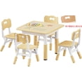 thumbnail image 6 of Kids Table and 4 Chairs Set with Graffiti Desktop, Height Adjustable Toddler Table and Chairs Set, 4 in 1 Activity Table Play Table for Reading, Drawing, Playing, Eating, Non-Slip Legs, for Age 2-10, 6 of 6