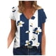 thumbnail image 1 of Moda Mujer Cuello en V Manga corta Impresión Jersey Blusas sueltas Tops Camiseta, 1 of 4