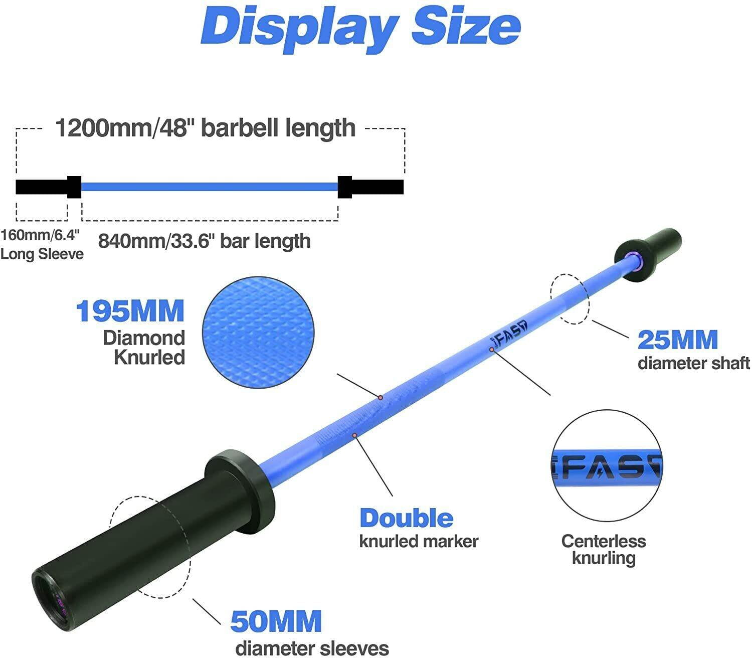 Home Gym Equipment, Olympic Barbell Bar, 4Ft Solid Weight Bar with Bearings, 400Lbs Capacity Weightlifting Bar for Home Gym Workout Strength Training Squat, Suitable for 2-Inch Plates