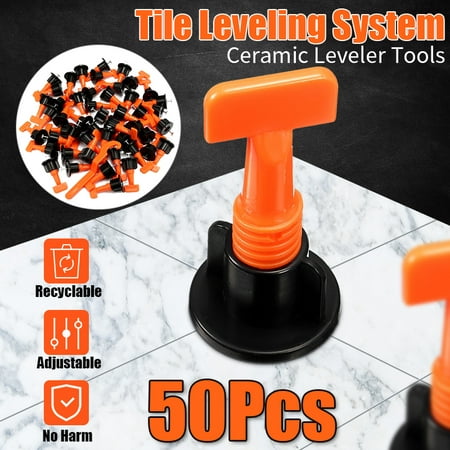 Reusable Tile Leveling System,50 Pcs Tile Leveler Spacers,Flat Ceramic Floor Wall Construction Tools with Special (Best Floor Leveler For Plywood)