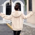 thumbnail image 6 of BAETEUY Winter Women Jacket - Thick Plush Faux Rabbit Fur Mid Length Hooded Coat, 6 of 8