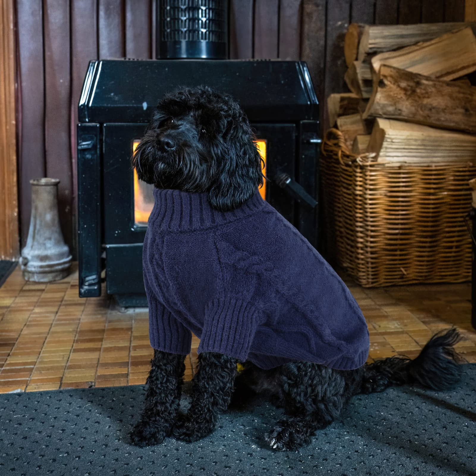 PayUSD Small Dog Pullover Sweater, Cold Weather Cable Knitwear, Classic Turtleneck Thick Warm Clothes for Chihuahua, Bulldog, Dachshund, Pug, Yorkie