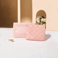 thumbnail image 4 of 2Pcs Makeup Bag for Purse 110x100mm Pink Imitation Leather Waterproof Cosmetic Accessories Organizer, 4 of 4