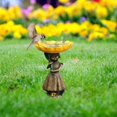 thumbnail image 4 of Decoración de la fuente del pedestal de la resina de la muchacha del girasol compatible con el alimentador de la yarda, 4 of 5
