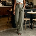 thumbnail image 5 of CQONEPT Dress Pans for Women Fashion Business Casual High Wasit Pant with Pockets Office Slacks Fall Trouser Dark Gray 2XL, 5 of 6