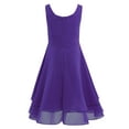 thumbnail image 3 of Sinleey Kids Big Girls' Knotted Waist Chiffon Flower Dress Wedding Party Bridesmaid Formal Dresses Purple 14, 3 of 7