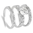 thumbnail image 4 of Sterling Silver Princess Cut Engagement Ring Wedding Band 3 Ring White CZ 925 Female Size 10, 4 of 4