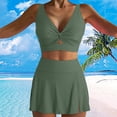 thumbnail image 2 of MSJUHEG Wrap Swimwear,Beach Crochet Knit Sets,Swim Dress,Ruffle Swimsuit for Women,Skirt Bathing Suit,Bathing Suit with Shorts,Tummy Control Bathing Suits Army Green 2XL, 2 of 4