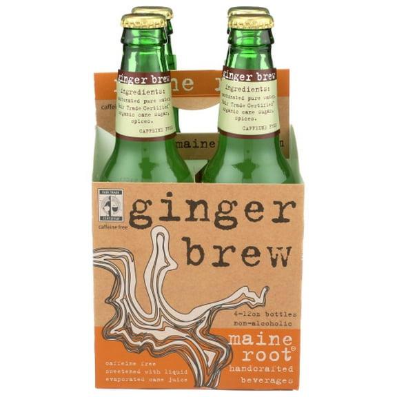 (Pack of 6) Maine Root Soda 4-Pack Ginger Brew Sweetened 48 fl oz