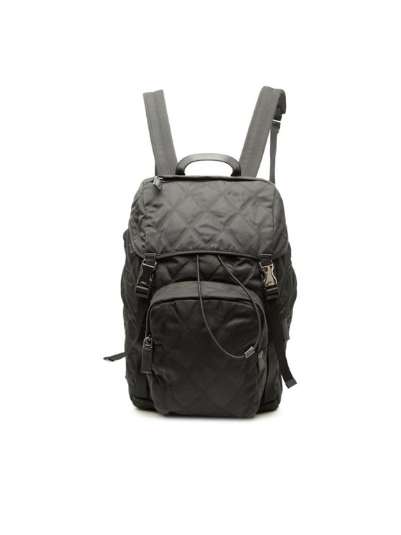 Pre-Owned Prada Triangle Logo Plate Backpack 2VZ135 Black Nylon Leather Women's PRADA