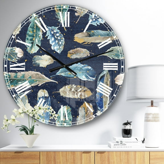 Designart Oversized Multicolor Analog Round Modern Traditional Wall Clocks, CLM30949-C23