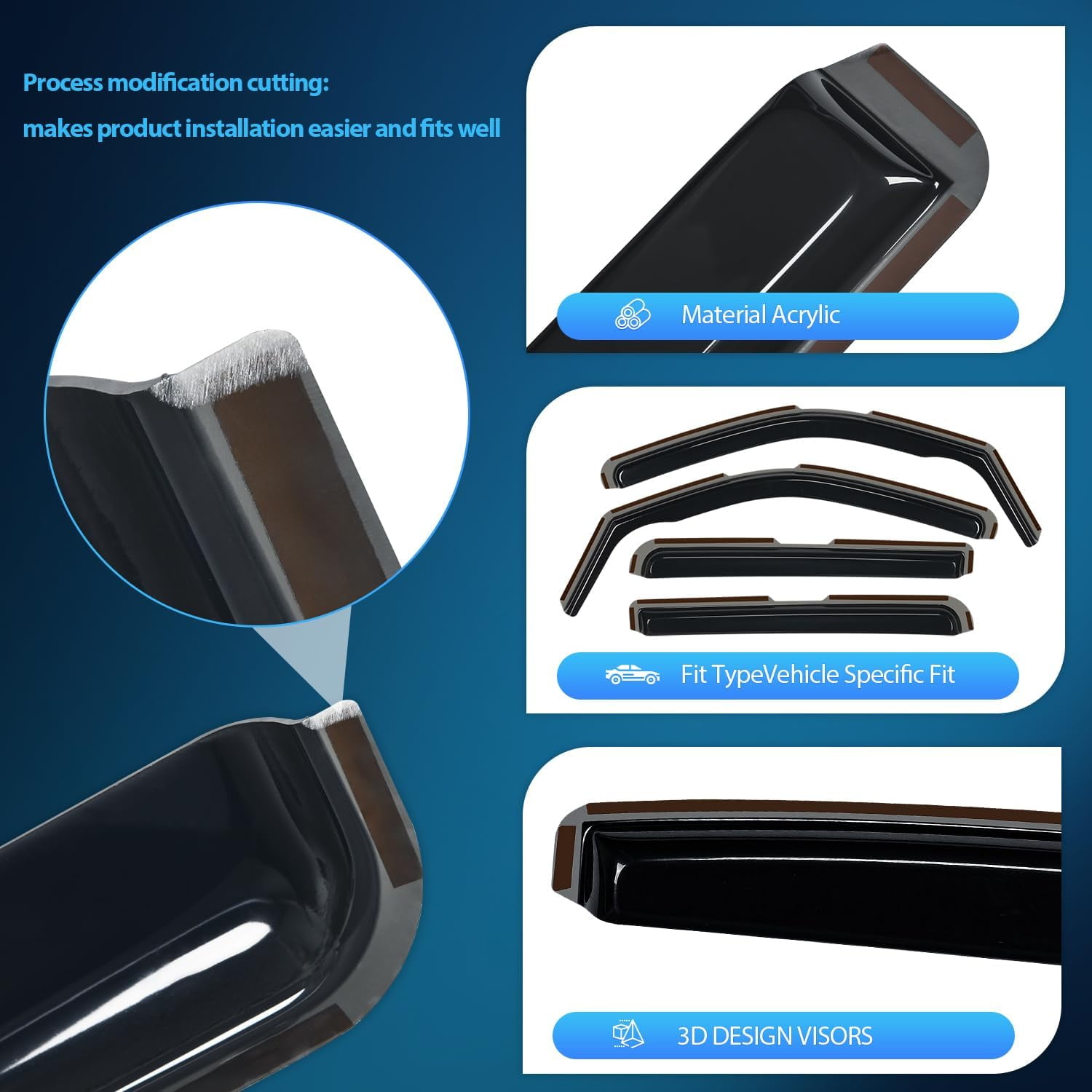 Nilight in-Channel Rain Guards for Frontier Crew Cab 2022 2023 2024 2025, Vent Window Visors, Original Window Deflectors-4PCS