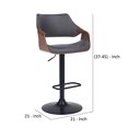 thumbnail image 5 of Adjustable Barstool with Faux Leather and Wooden Support, Black and Gray, 5 of 5