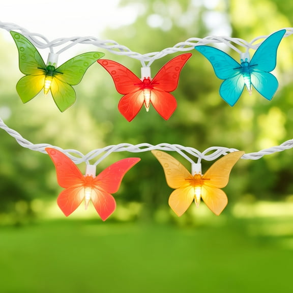 Northlight 10-Count Summer Butterfly Outdoor Patio String Light Set - 9ft - White Wire