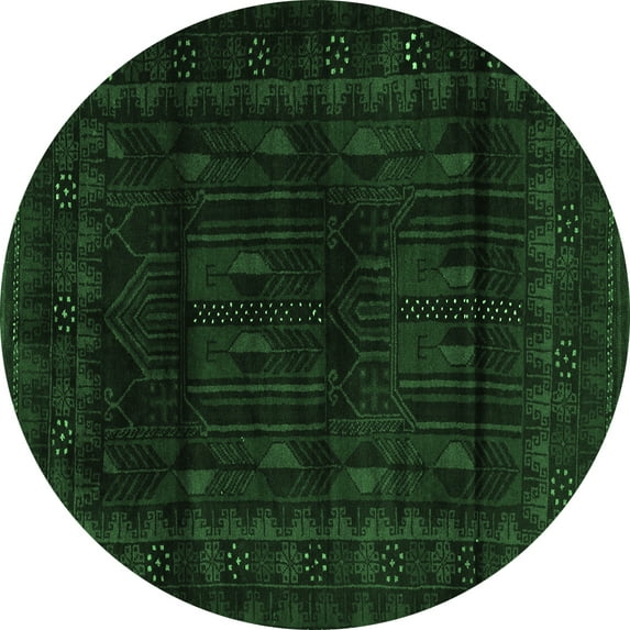 Ahgly Company Indoor Round Persian Emerald Green Traditional Area Rugs, 3' Round