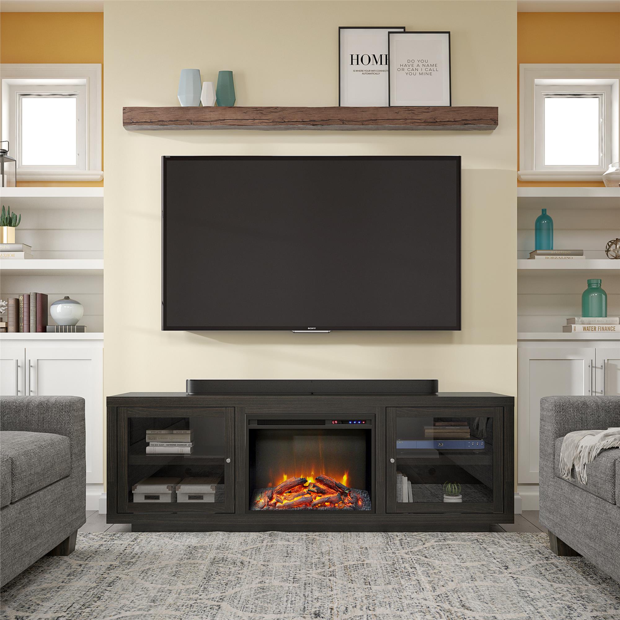 Ameriwood Home Vesca Fireplace TV Stand for TVs up to 75", Espresso
