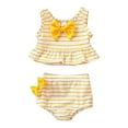thumbnail image 4 of Hessimy Girls Tankini Swimsuits 2 Piece Criss Cross Ruched Swimwear Swim Shorts with Pockets Girl Bathing Suit（Yellow,6-12 Months), 4 of 4