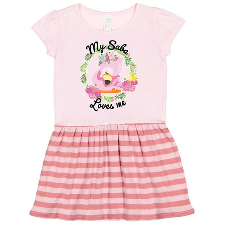 

Inktastic Baby Flamingo My Saba Loves Me with Flower Wreath Gift Toddler Girl Dress