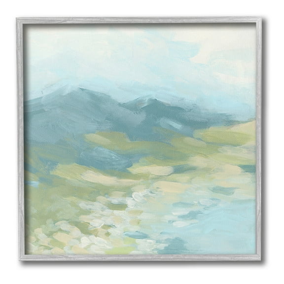 Stupell Industries Misty Mountain Valley Landscape Painting Gray Framed Art Print Wall Art, 24 x 24