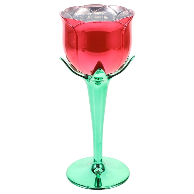 Phenofice Verre à Vin en Plastique en Forme de Rose avec Finition Électroplaquée Vaisselle de Boisson Florale Réutilisable pour la Maison et les Fêtes