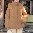thumbnail image 6 of UPPADA Thick Winter Coats for Women's Cropped Puffer Jacket Casual Zip Up Winter Hoodie Baggy Short Down Coats with Pockets Womens Lightweight Jackets for Winter Coffee,L, 6 of 8
