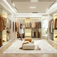 thumbnail image 3 of Homieasy 96" Closet System, Walk-in Closet Organizer System with 2 Drawers and 3 Retractable Hanging Rods, Clothes Hanging Rack Garment Rack for Bedroom, Closet, 96"L x 15"W x 79.7"H, White Oak, 3 of 8