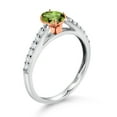thumbnail image 3 of Gem Stone King 925 Silver and 10K Rose Gold Green Peridot and White Lab Grown Diamond Engagement Ring for Women (0.68 Cttw, Oval 6X4MM, Gemstone August Birthstone, Size 7), 3 of 4