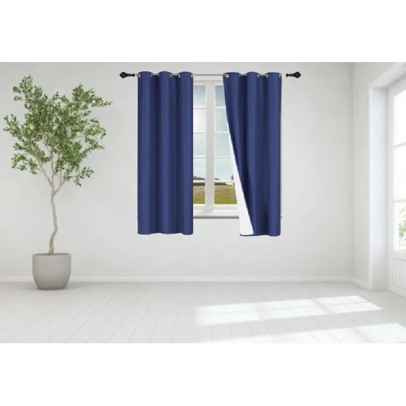 Gorgeous Home Linen 1 Set Royal Blue Blackout Panel Window Grommet Curtain Foam Lined 35" Wide X 63" Long each pc