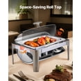 thumbnail image 6 of VEVOR Roll Top Chafing Dish Buffet Complete Set, 9Qt Stainless Steel Chafer with Full Size Pan, Rectangle Catering Warmer Server with Lid Water Pan Folding Stand Fuel Holder Meal Clip, Silver, 6 of 10