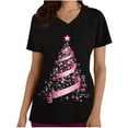thumbnail image 2 of jobturf Christmas Nurse Shirts for Women Festival Fashion Xmas Tree Graphic Tees Soft Comfy Blouse Holiday V Neck Short Sleeve T Shirt, 2 of 5