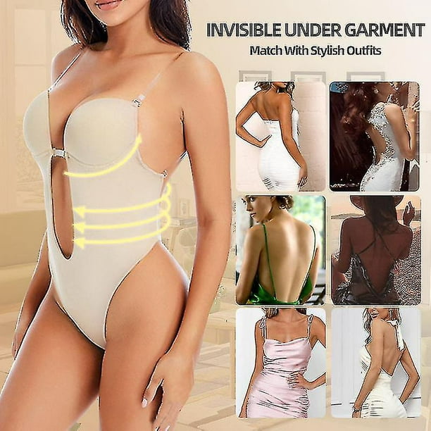 Womens Bodysuits Backless U Plunge Bodysuits Backless Body Shaper