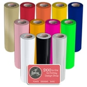 Siser EasyWeed Heat Transfer Vinyl, 15" x 3' Rolls, 12 Pack Top Colors with Design Card
