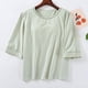 thumbnail image 1 of Fiudx Ofertas Flash Del Día Solo En Línea Top/Camisa de Manga Corta con Cuello En V y Cuello En V de Color Sólido para Mujer, 1 of 4