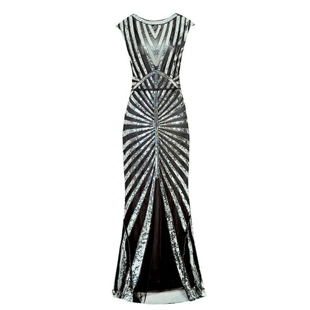 WILLBEST Vestido de Noche para Mujer, Estilo Vintage de Los Años 20, con Lentejuelas y Borlas, para Fiesta, 2025 Extra Grande