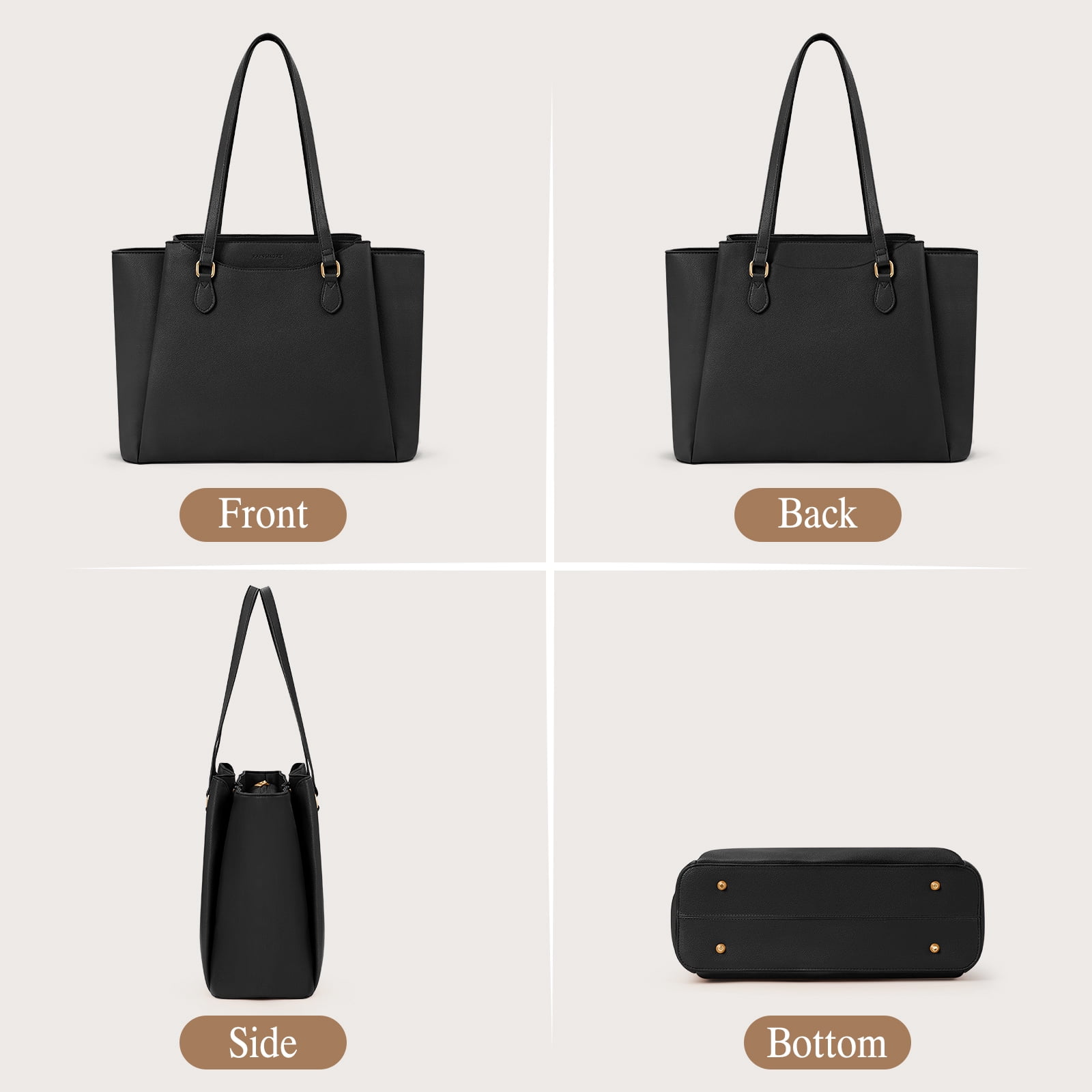 RAINSMORE Laptop Bag for Women 15.6 Inch Work Tote Bags Waterproof Computer Bags Leather Professional Laptop Purse Womens Laptop Briefcase Large Handbag for Office Teacher Travel
