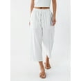 thumbnail image 4 of Musuos Women's Summer Capris Drawstring Elastic Waist Solid Color Loose Cropped Pants Casual Trousers, 4 of 10