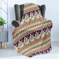 thumbnail image 4 of Aztec Soft Flannel Fleece Throw Blanket, Bohemian Composition of Crescent Stars and Feathers, Cozy Plush for Indoor and Outdoor Use, 70" x 90", Multicolor, by Ambesonne, 4 of 5
