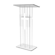 FixtureDisplays® Clear Podium Plexiglass Lecturn Transparent Church Pulpit with Christian Church Cross Trinity Style Easy Assebmly Required 15411+1803CROSS